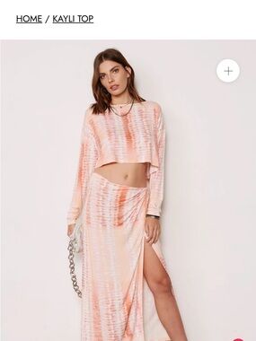 Tart Kayli Peach and White Tie-Dye top and matching Maxi Skirt
